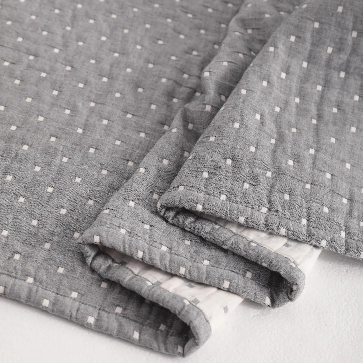 NTBAY 3 Layer Toddler Blanket, Muslin Cotton Jacquard Bed Blankets, Lightweight Thermal Baby Blanket, Super Soft and Warm Crib Blanket for All Seasons, Decoration Gift, 45"x60", Grey Dot