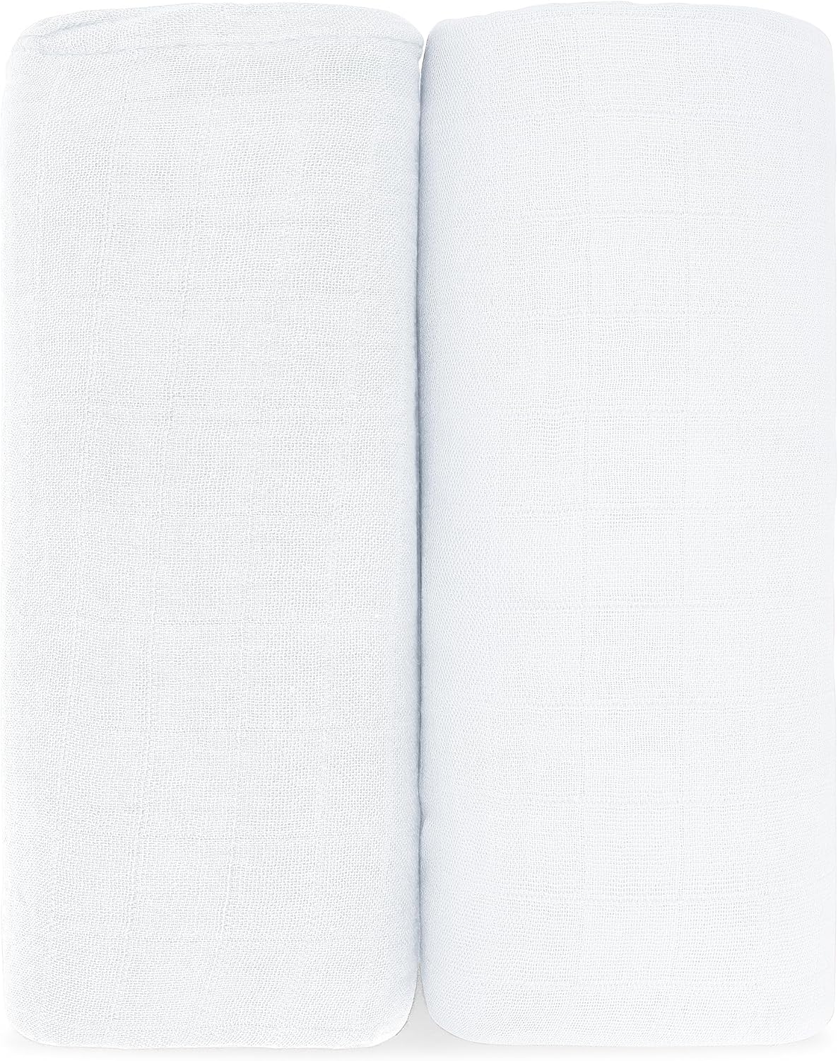 Comfy Cubs Muslin Swaddle Blankets Pack of 2 - 47 x 47 Inch Soft Cotton Baby Blanket Set, Large Multipurpose Wraps for Newborns - Self-Soothing Swaddles for Newborns - White