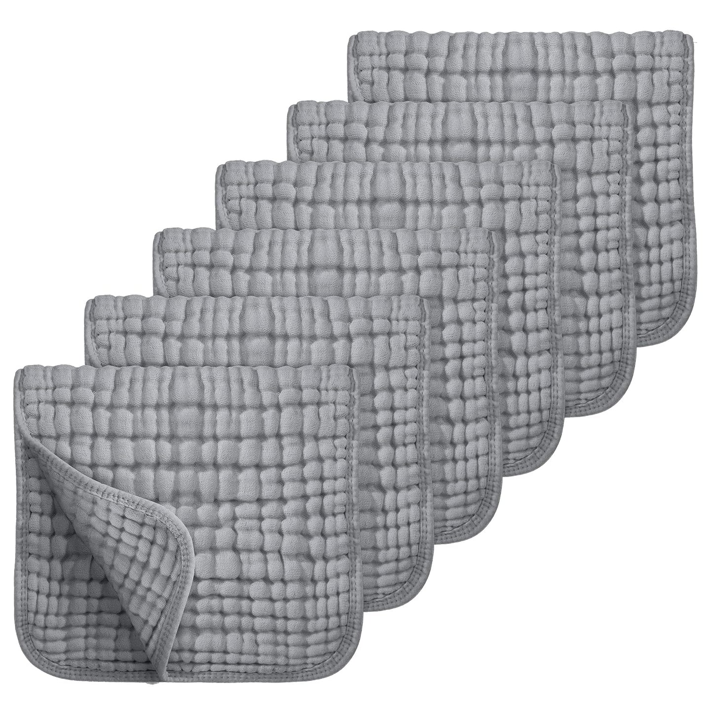 Looxii Muslin Burp Cloths 100% Cotton Muslin Cloths Large 20''x10'' Extra Soft and Absorbent 6 Pack Baby Burping Cloth for Boys and Girls (Grey)