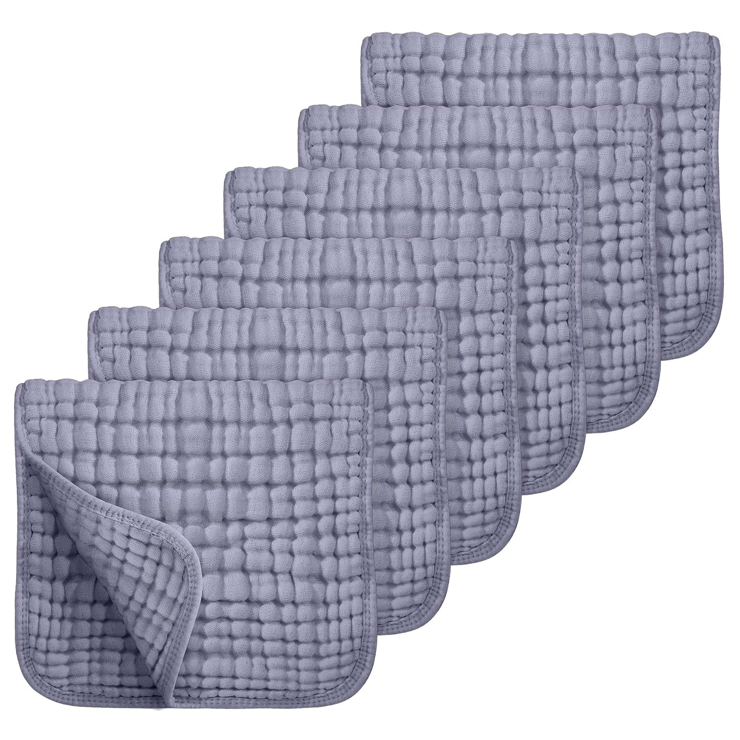 Looxii Muslin Burp Cloths 100% Cotton Muslin Cloths Large 20''x10'' Extra Soft and Absorbent 6 Pack Baby Burping Cloth for Boys and Girls (Fog Blue)