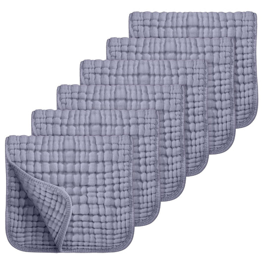 Looxii Muslin Burp Cloths 100% Cotton Muslin Cloths Large 20''x10'' Extra Soft and Absorbent 6 Pack Baby Burping Cloth for Boys and Girls (Fog Blue)