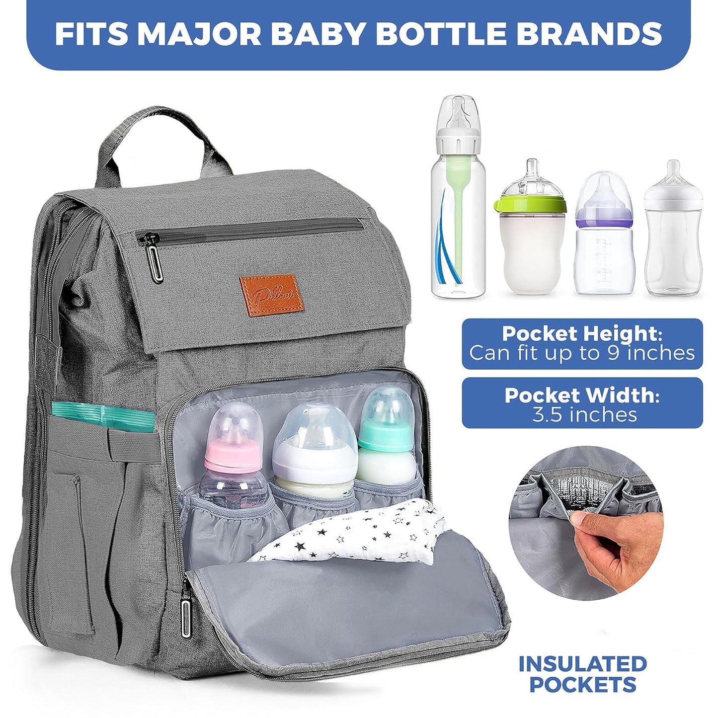 PILLANI Baby Diaper Bag Backpack - Large Bag for Boys & Girls, Waterproof Diaper Backpack - Travel Diaper Bags w/Changing Pad, Baby Registry Search & Shower Gifts - Essentials Must Haves Newborn Stuff