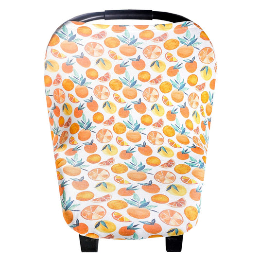 Baby Car Seat Cover Canopy and Nursing Cover Multi-Use Stretchy 5 in 1 Gift Citrus by Copper Pearl