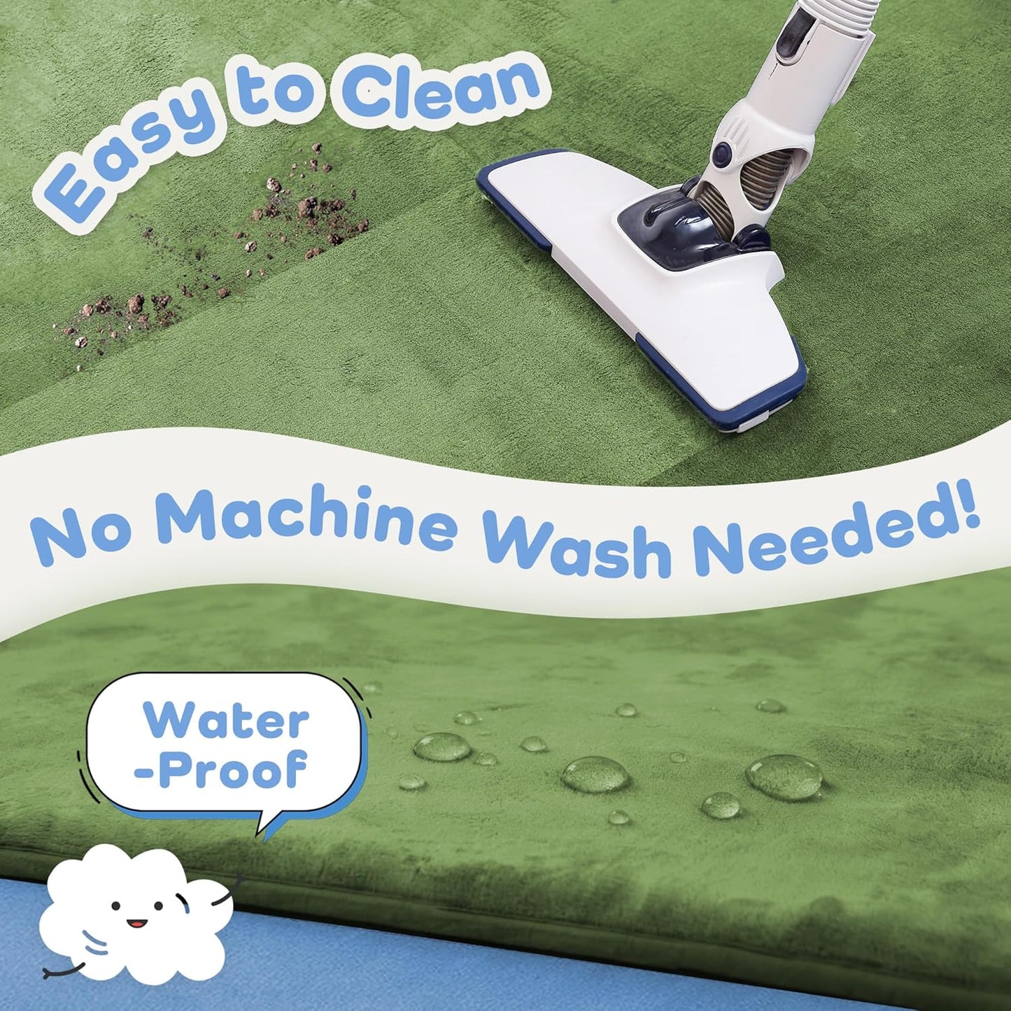 1.3" Thick Baby Floor Play Mat 50x50, Basic Padded Foam Mat for Tummy Time Crawling, Non Slip Cushioned for Babies Toddlers Infants Kids (Olive)