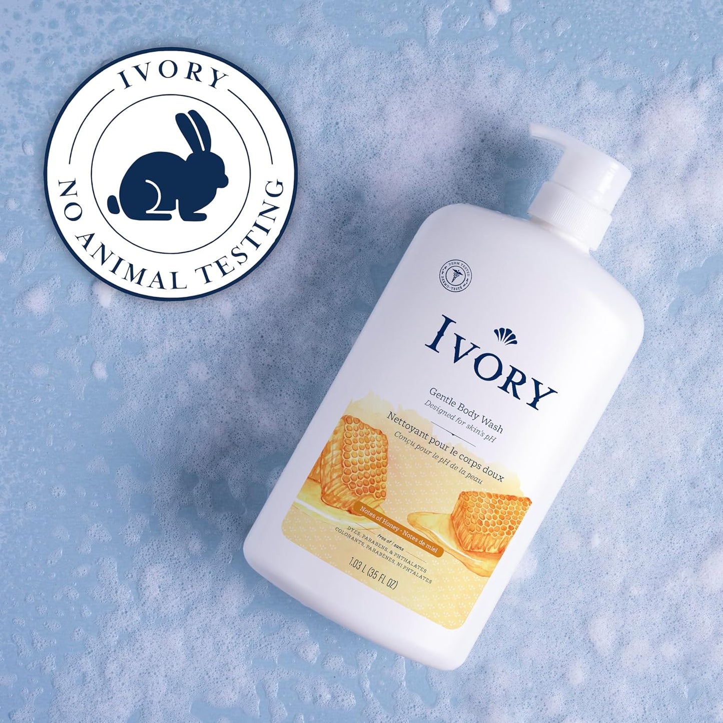Ivory Body Wash Gentle, Free of dyes, parabens, and phthalates, Honey Scent, 35 oz