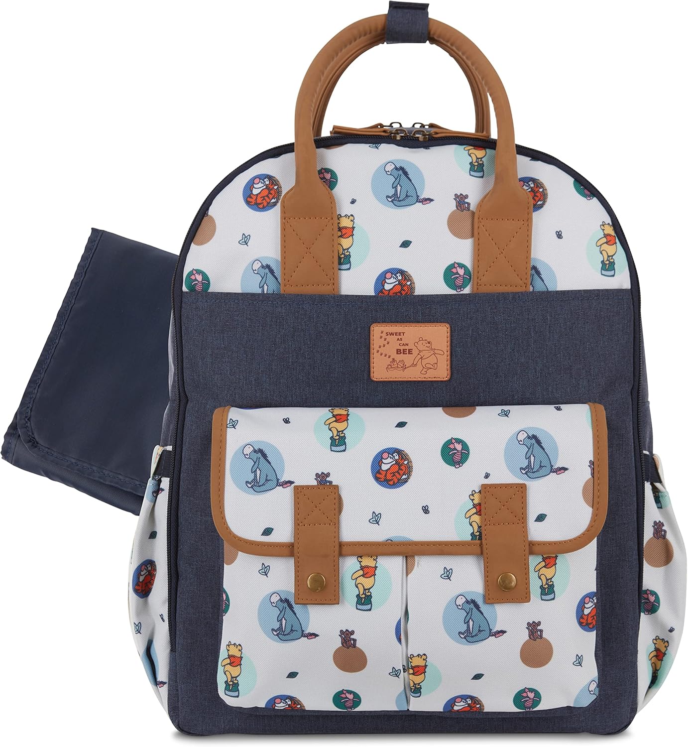 Disney Cudlie Baby Boys Double Handle Backpack Diaper Bag in Mickey Mouse Print, 16 Inch, Includes Changing Pad