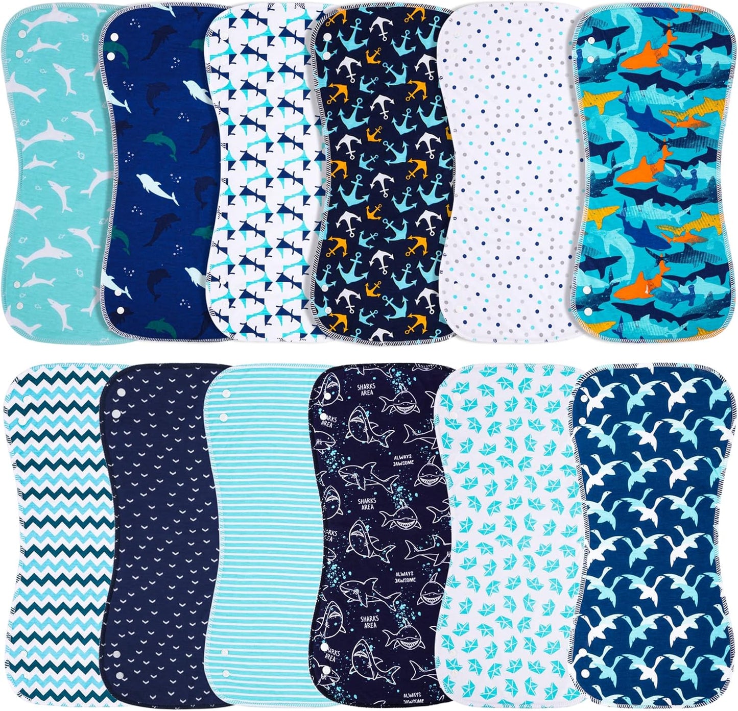 Baby Burp Cloths & Baby Bibs 2-in-1 Design Large Size 3 Layers Thicken Cotton Super Absorbent and Soft Baby Spit Up Burping Rags Baby Burp Cloth Set for Boys and Girls Solid 12 Pack