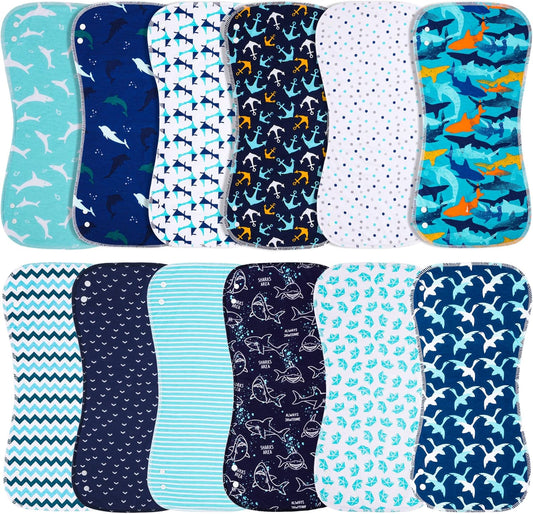 Baby Burp Cloths & Baby Bibs 2-in-1 Design Large Size 3 Layers Thicken Cotton Super Absorbent and Soft Baby Spit Up Burping Rags Baby Burp Cloth Set for Boys and Girls Solid 12 Pack