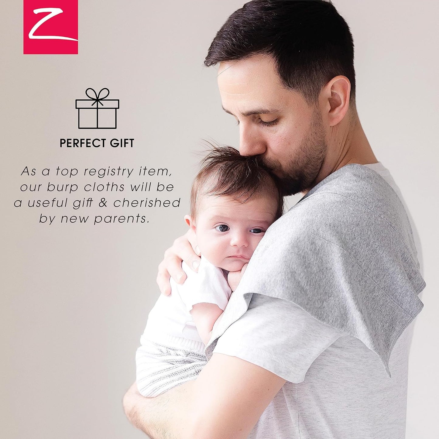 Zutano 5-Pack Organic Burp Cloths for Baby Girl & Boy, Large Cotton Burping Cloths for Babies | Absorbent Baby Spit-Up Rags | Gender Neutral Burp Clothes | Newborn Essentials, Heather Gray