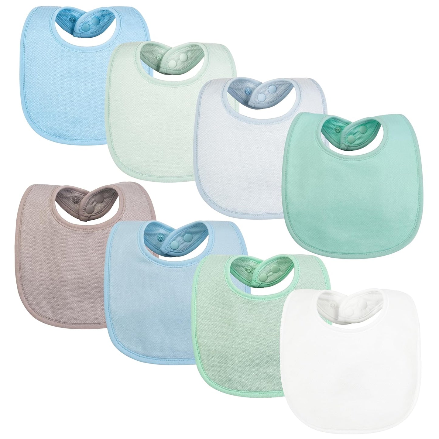 Tiny Twinkle 8 Pack Baby Bibs for Drooling and Teething – Waterproof & Absorbent Bibs for Baby Girl & Boy, Machine Washable Infant Bib Set for Newborns and Toddlers (Boy Pastel New 8-Pack)