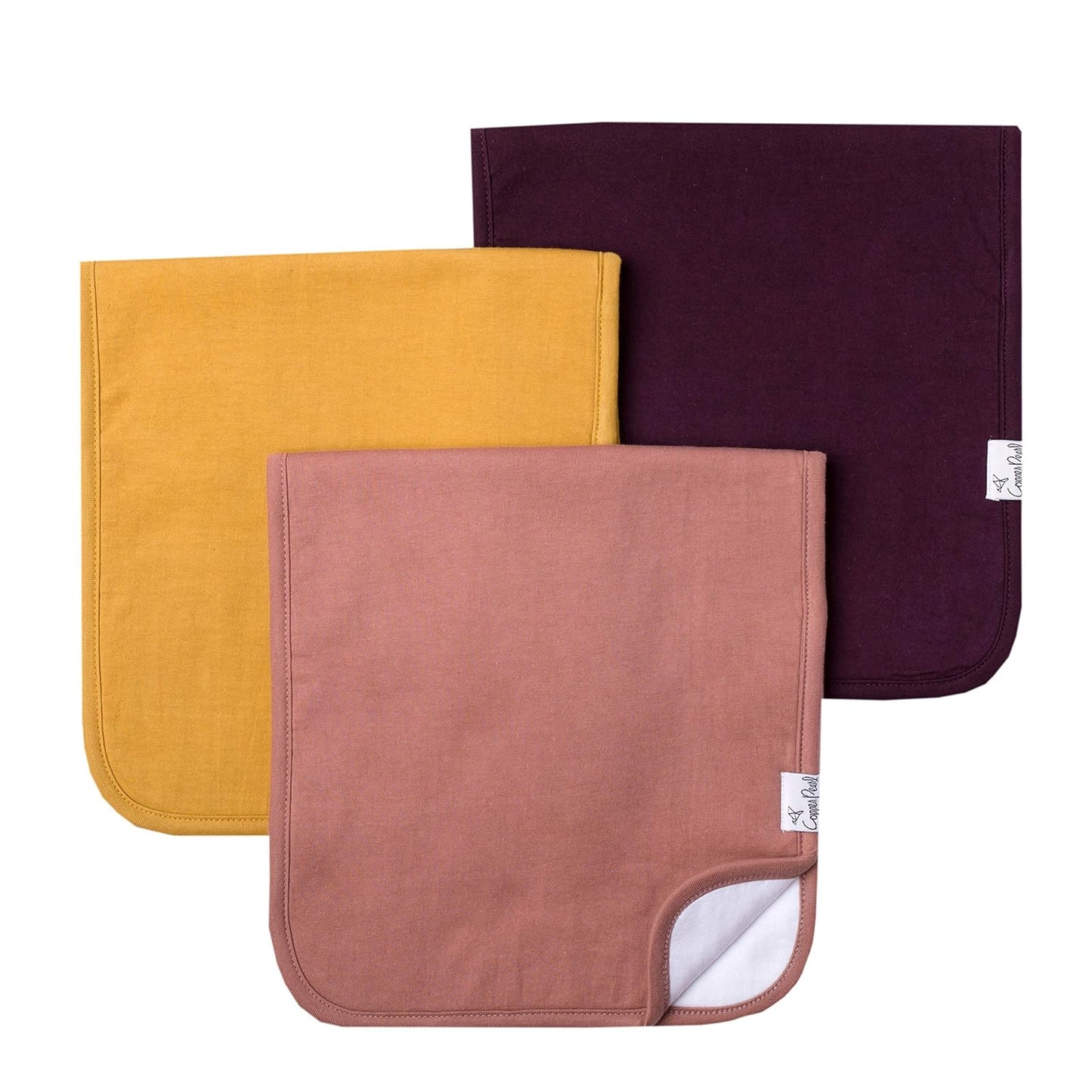 Copper Pearl Premium Baby Burp Cloths - 3-Pack Large Cotton Burp Cloths, Extra Soft Spit Up Rags with 3 Absorbent Layers, Perfect for Baby Boy and Baby Girl Gifts (21" x 10" Size, Jade Set)
