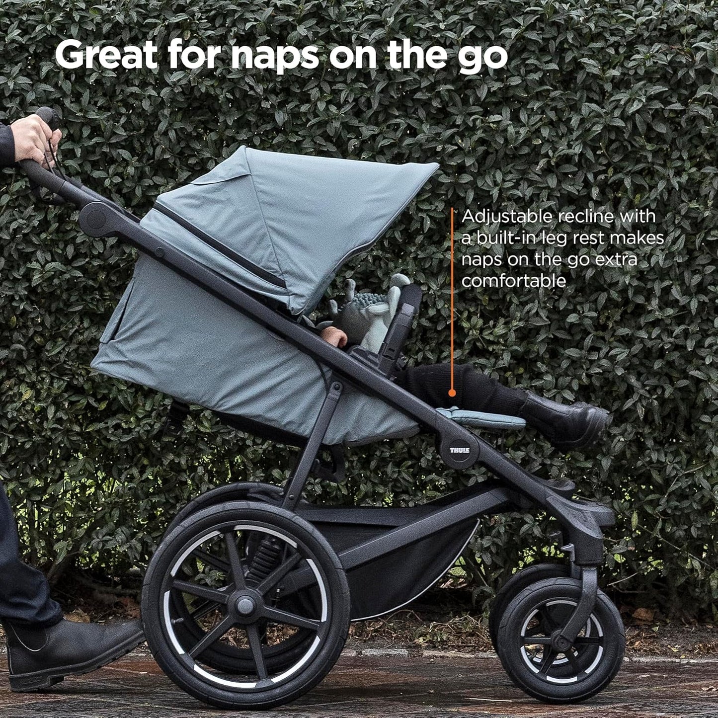Thule Urban Glide 4-Wheel Single Child All-Terrain Stroller, Full-Suspension System, Air-Filled Tires, Upright seat with Adjustable Recline and Built-in Leg Rest, Baby Stroller