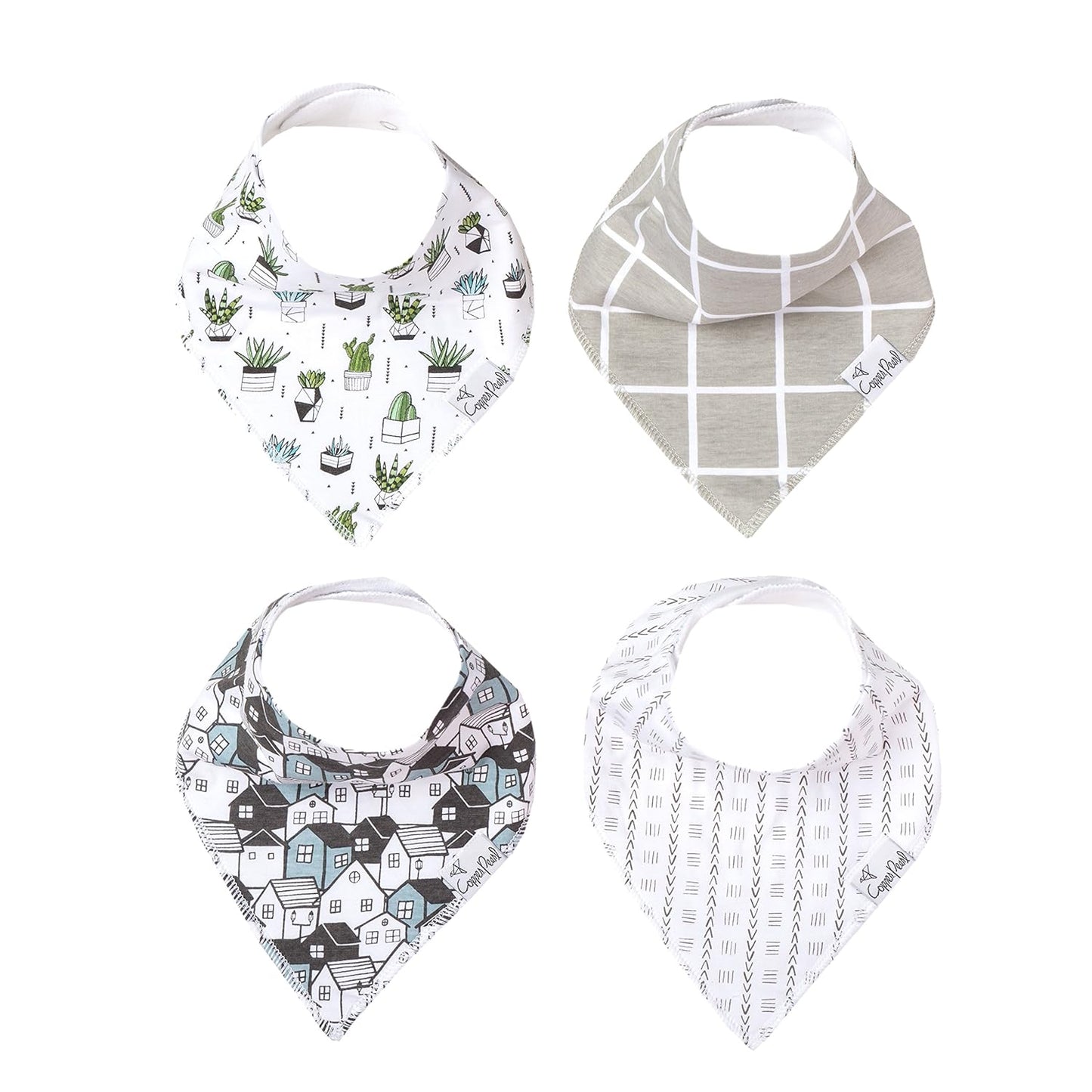 Copper Pearl Baby Bandana Drool Bibs for Drooling and Teething 4 Pack Gift Set “Urban Set