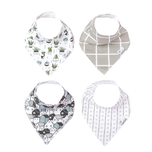 Copper Pearl Baby Bandana Drool Bibs for Drooling and Teething 4 Pack Gift Set “Urban Set
