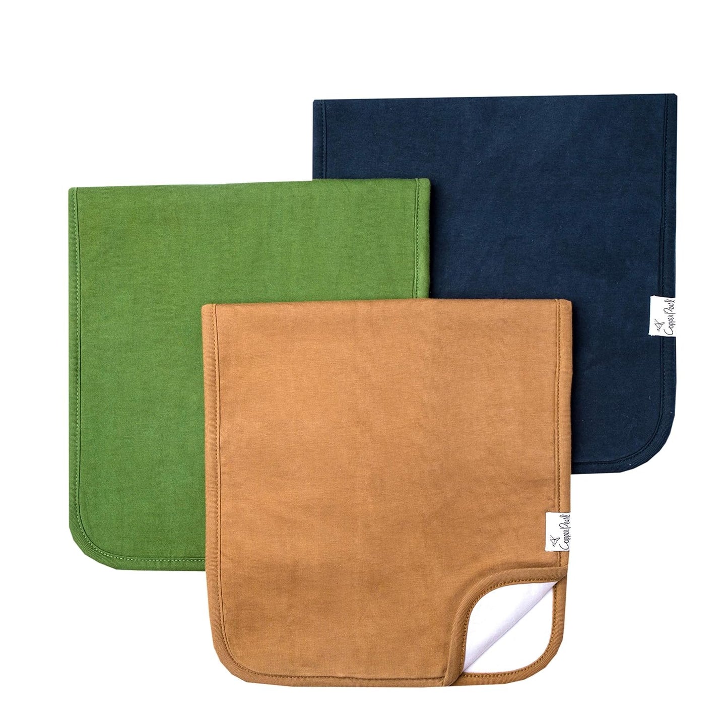 Copper Pearl Premium Baby Burp Cloths - 3-Pack Large Cotton Burp Cloths, Extra Soft Spit Up Rags with 3 Absorbent Layers, Perfect for Baby Boy and Baby Girl Gifts (21" x 10" Size, Ridge Set)
