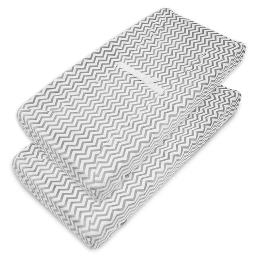 American Baby Company 2 Pack Heavenly Soft Chenille Fitted Contoured Changing Pad Cover, Chevron, for Boys and Girls