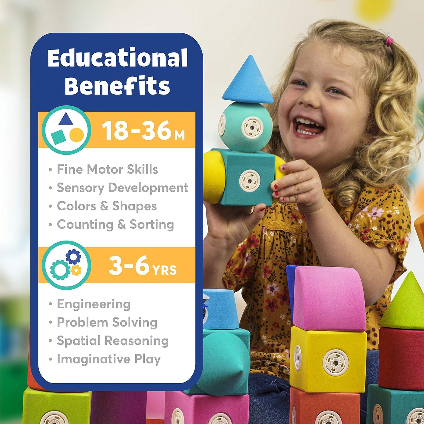 Blockaroo Magnetic Foam Building Blocks - 17-Piece Critter Set, Bath Toys for Toddlers, Preschool Toys, Bathtub Toys, Sensory Toys, Blocks for Toddlers 3-5, Engineering Toys for Kids 3-5, Bath Blocks
