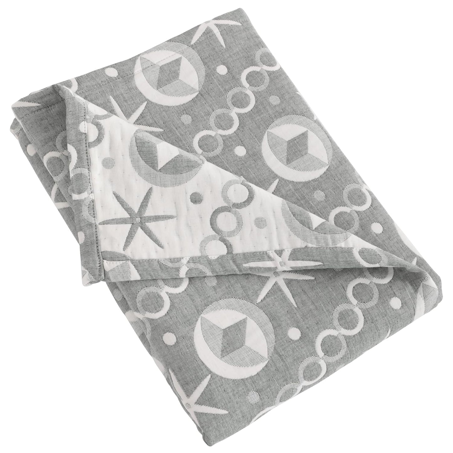 NTBAY 3 Layer Toddler Blanket, Muslin Cotton Jacquard Bed Blankets, Lightweight Thermal Baby Blanket, Super Soft and Warm Crib Blanket for All Seasons, Decoration Gift, 30"x40", Grey Starfish