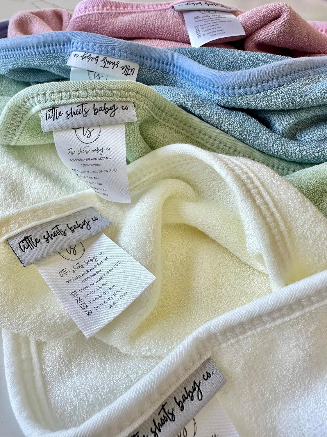 Hooded Baby Toddler Towel and Washcloth Set Made with Viscose from Bamboo, Large Size of 35" x 35", Soft and Absorbent, Baby Essential in Sage