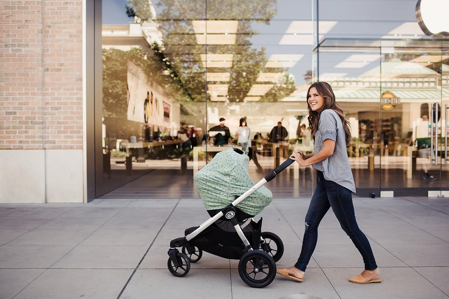 Baby Car Seat Cover Canopy and Nursing Cover Multi-Use Stretchy 5 in 1 Gift Poe by Copper Pearl