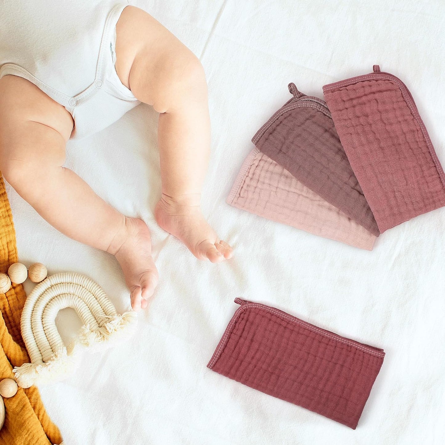 Buryeah Muslin 20 Pcs Burp Cloths Large 20" x 10" 100% Cotton 6 Layers Ultra Absorbent and Soft Hand Washcloths for Baby Drool and Messes Gentle Burp Cloth for Boys & Girls(Retro Colors)