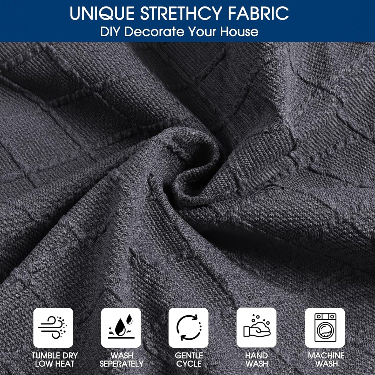 Yikko Chair Seat Covers, High-Density Check Jacquard Ekedalen Seat Covers for Dining Kitchen Restaurant Banquet, Stretch Removable Washable Chair Seat Cushion Protector (4, Dark Grey)