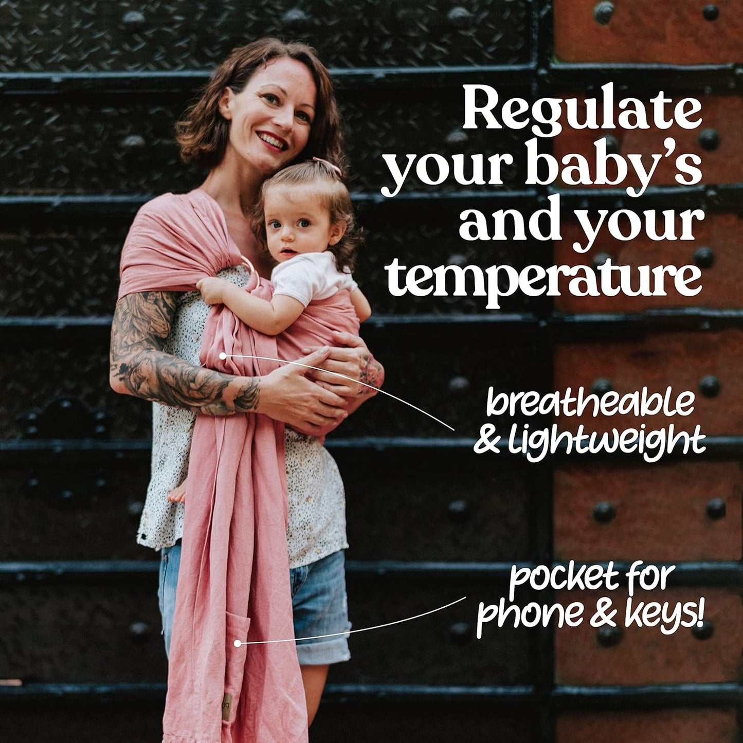 Nalakai Luxury Ring Sling Baby Carrier, Soft Linen Blend Baby Sling, Baby Wrap, Wear Your Little One Close to Your Heart, Comfort, Style