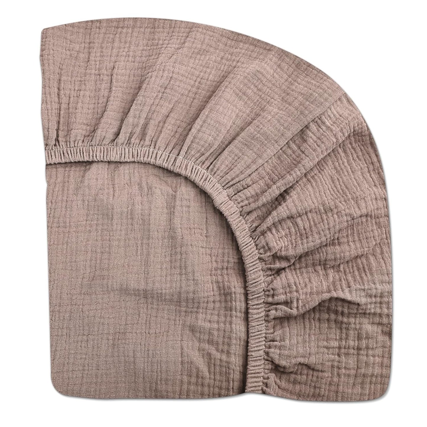 Mini Crib Sheets for Baby, Fitted Pack N Play Mattress and Mini Cribs 24" x 38", Neutral Muslin Cotton Mini Crib Mattress Sheet with Boho Style, Soft and Breathable Comfort (Vintage Taupe)
