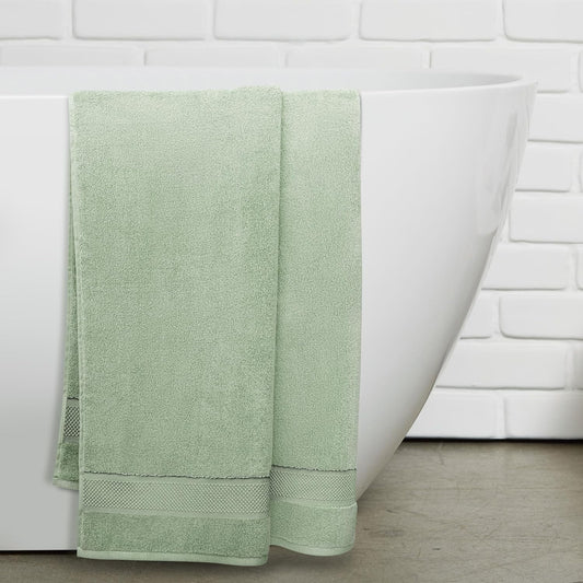 100% Organic Zero-Twist Cotton Towel - Luxury Bath Towel - Ultra Soft & Plush 700GSM Long-Staple Cotton (Eucalyptus Green)
