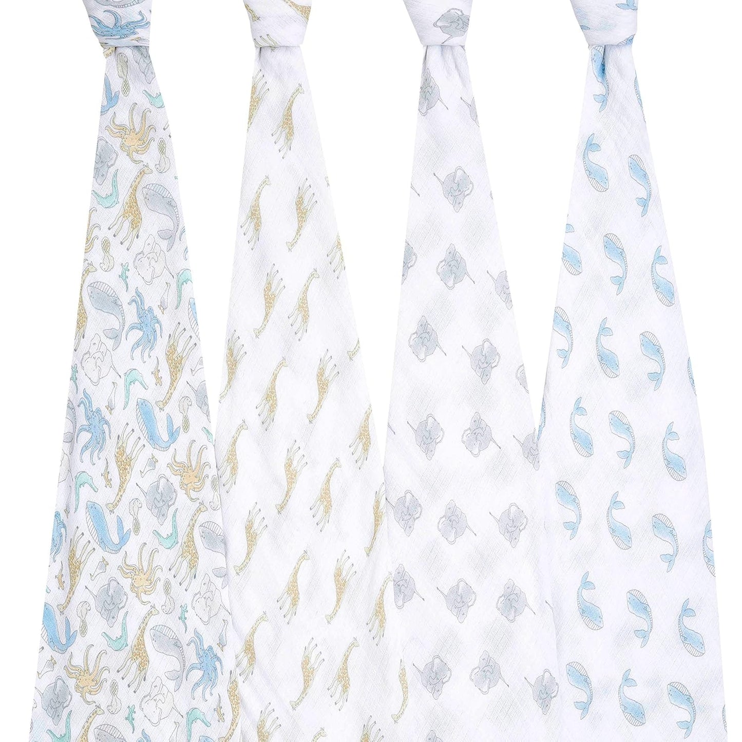aden + anais Swaddle Blanket, Boutique Muslin Blankets for Girls & Boys, Baby Receiving Swaddles, Ideal Newborn & Infant Swaddling Set, Perfect Shower Gifts, 4 Pack, Natural History