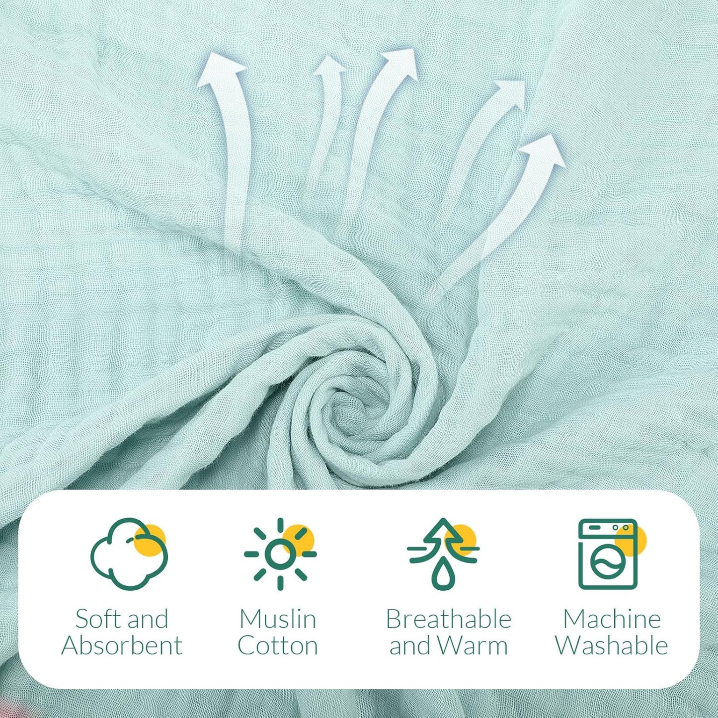 VitalCozy 8 Pcs Baby Muslin Hooded Bath Towels and Washcloths, 32 x 32 Inch Muslin Cotton Hooded Baby Towels Absorbent Blankets for Gift Newborn Infant Shower (Vivid Color)