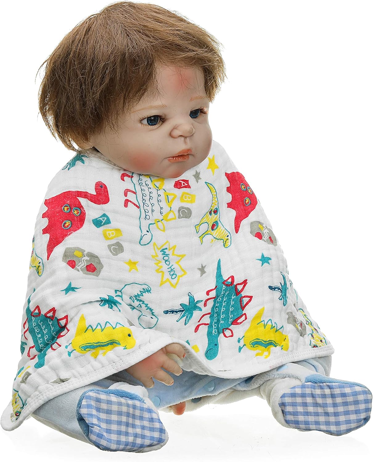 ShoppeWatch Muslin Burp Cloths Baby Burping Bibs 100% Organic Cotton 5-Pack Large 6 Layers Thick Soft Absorbent Cloth Spit Up Dribble Towels Rags for Newborns & Babies Unisex Shower Gift BB20