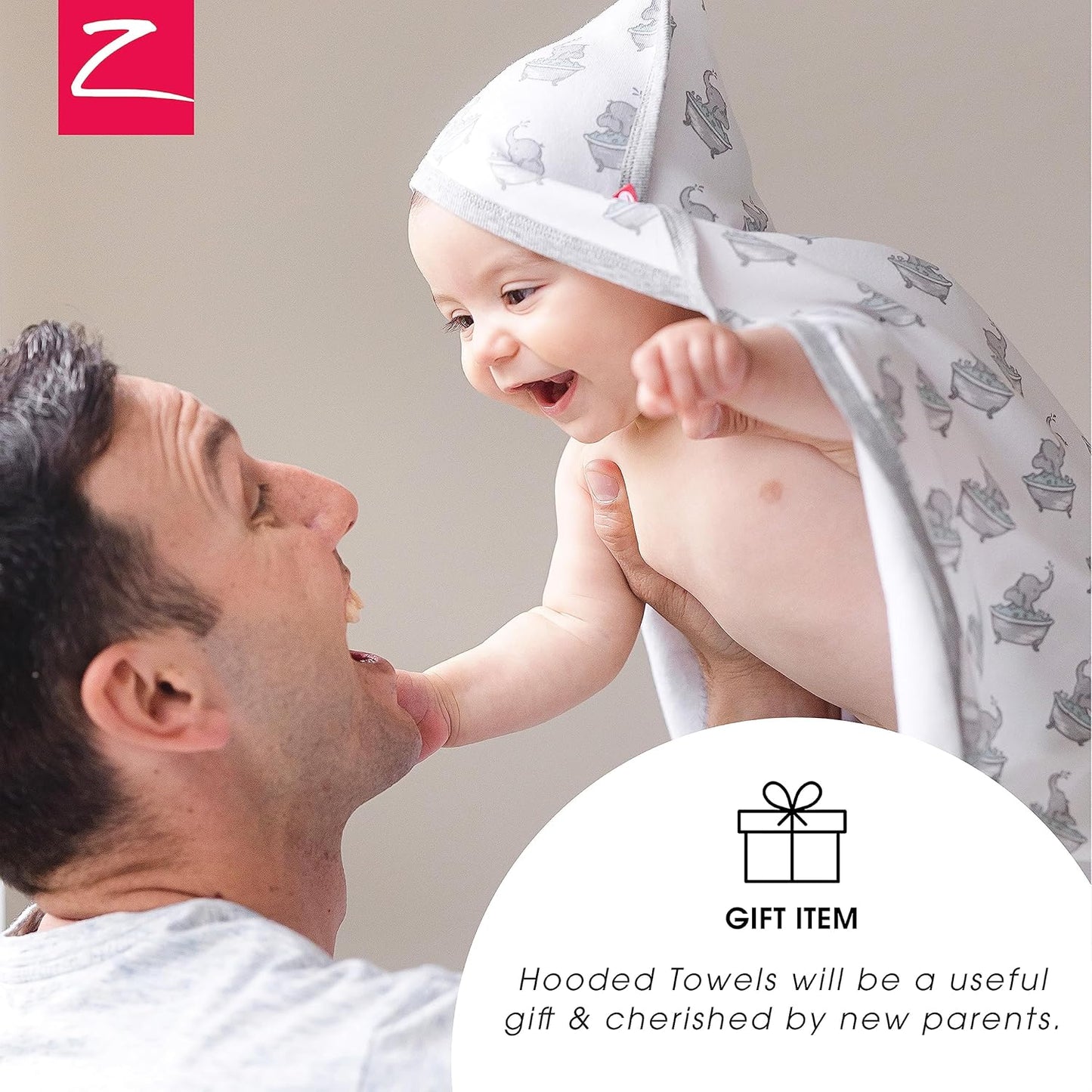 Zutano Hooded Baby Towels, Organic Cotton Baby Bath Towel, Ultra Soft and Absorbent Baby Towel for Newborn and Infant | Girl, Boy, and Unisex Towel Set, Rubber Duckies, 1-Pack