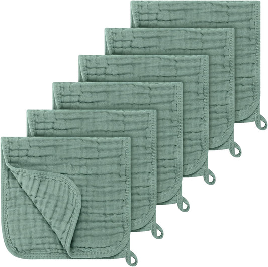 Accmor 6 Pack Muslin Burp Cloths 100% Cotton 20''x10'' Large Extra Soft and Absorbent Baby Burping Cloth for Boys Girls