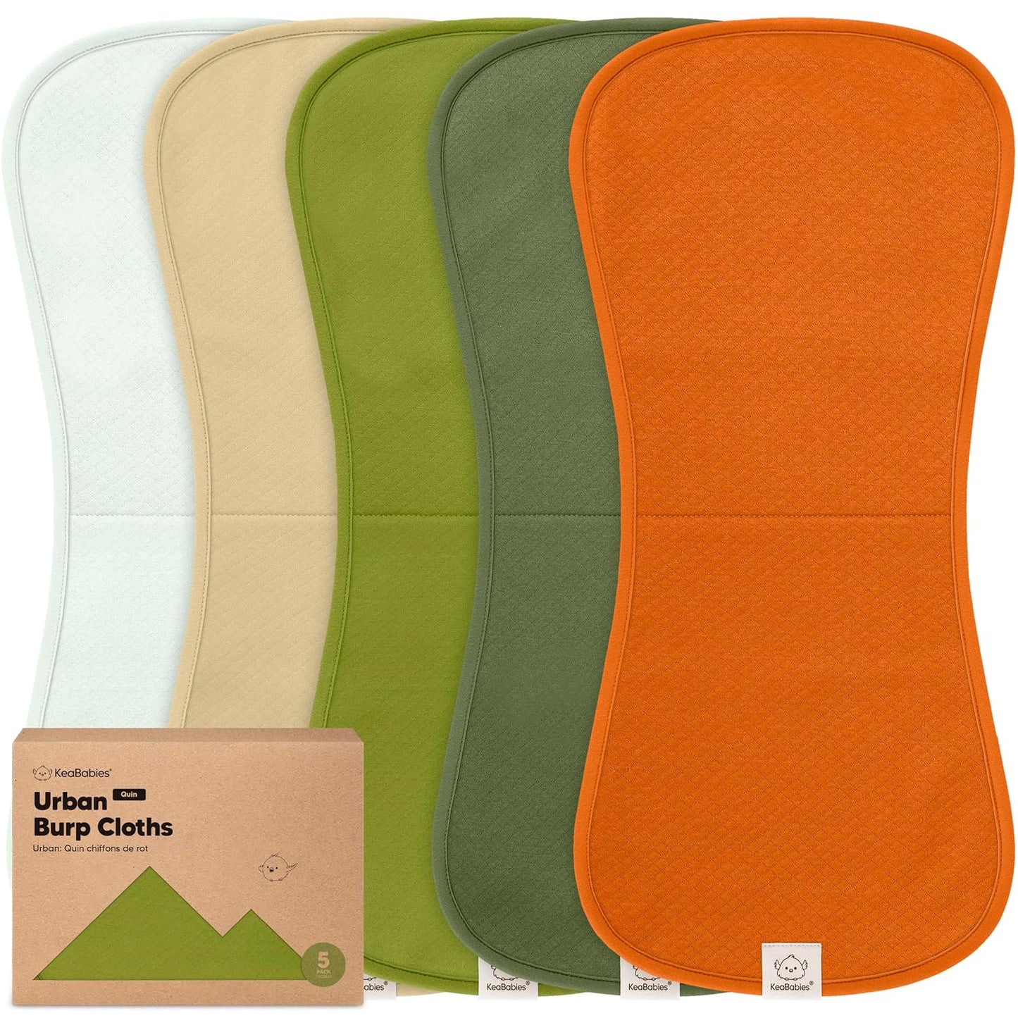 KeaBabies 5-Pack Organic Burp Cloths Baby Girl, Boy - Extra Large, Absorbent Baby Burp Cloths, Soft Burping Cloths for Babies, Newborn Burp Clothes, Cotton Burp Rags, Thick Burp Cloth (Palms/Quin)