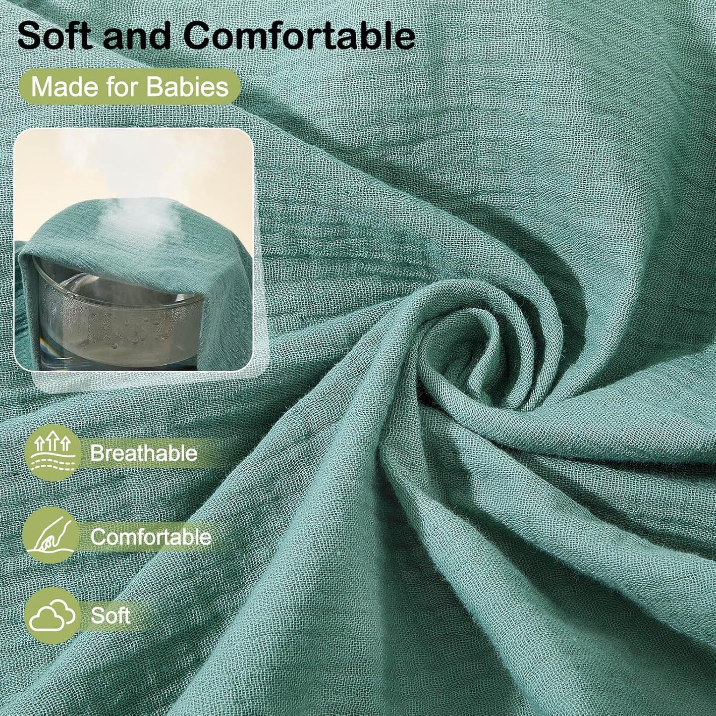 Baby Bassinet Sheets TPU Waterproof 2 Pack Soft Muslin Bedside Bassinet Mattress Sheets with Bottom Elastic Band for Baby Boy Girls Unisex Fit Hourglass Oval and Rectangle, Green Ivory