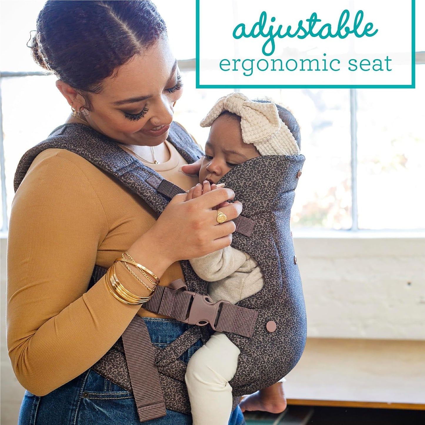 Infantino Flip 4-in-1 Convertible Baby Carrier, Adjustable, Ergonomic Babywearing, Registry Essential, Baby Carrier for Newborn to Toddler, Leopard