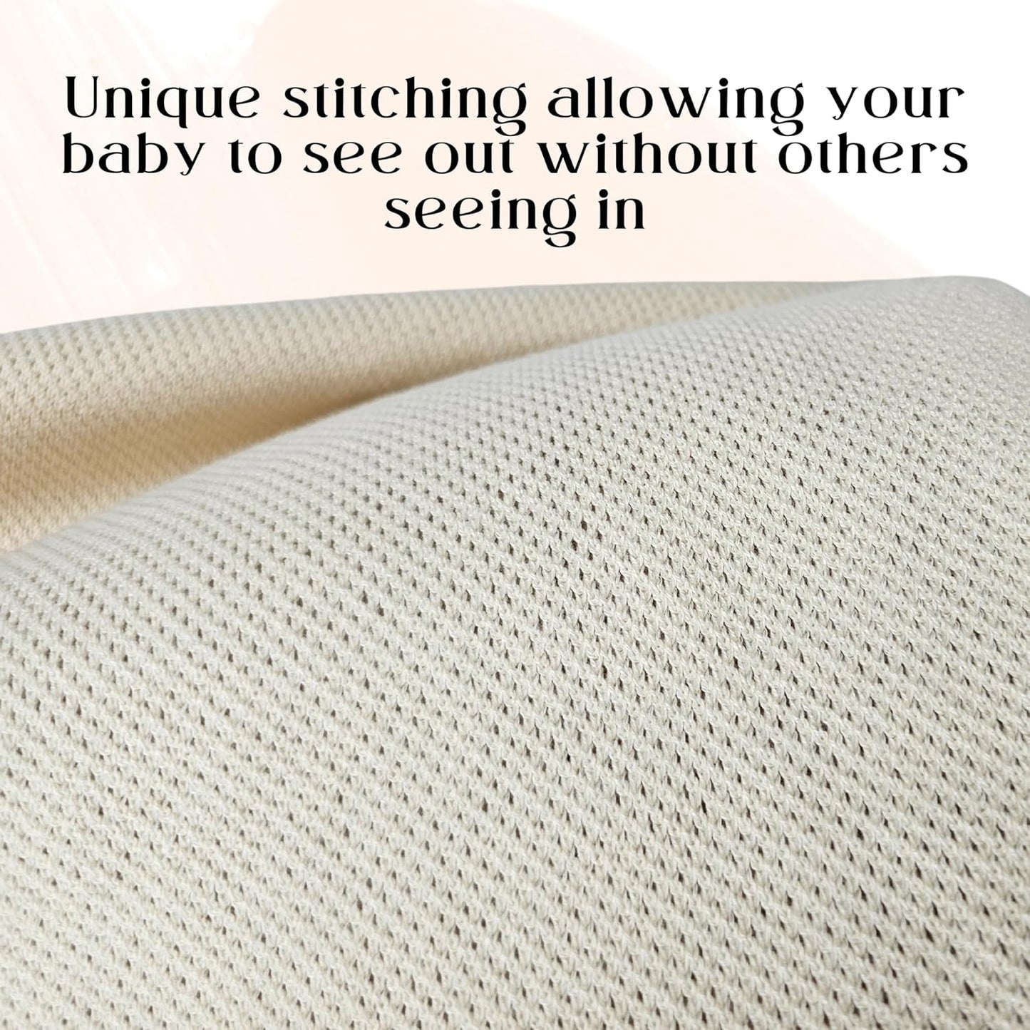 Little Rou Peekaboo Knit Breathable Nursing Cover Up For Breastfeeding - Soft Organic Cotton & Cashmere Breast Feeding Covers For Women - Privacy Feature - Includes Mesh Laundry Bag (Beige)