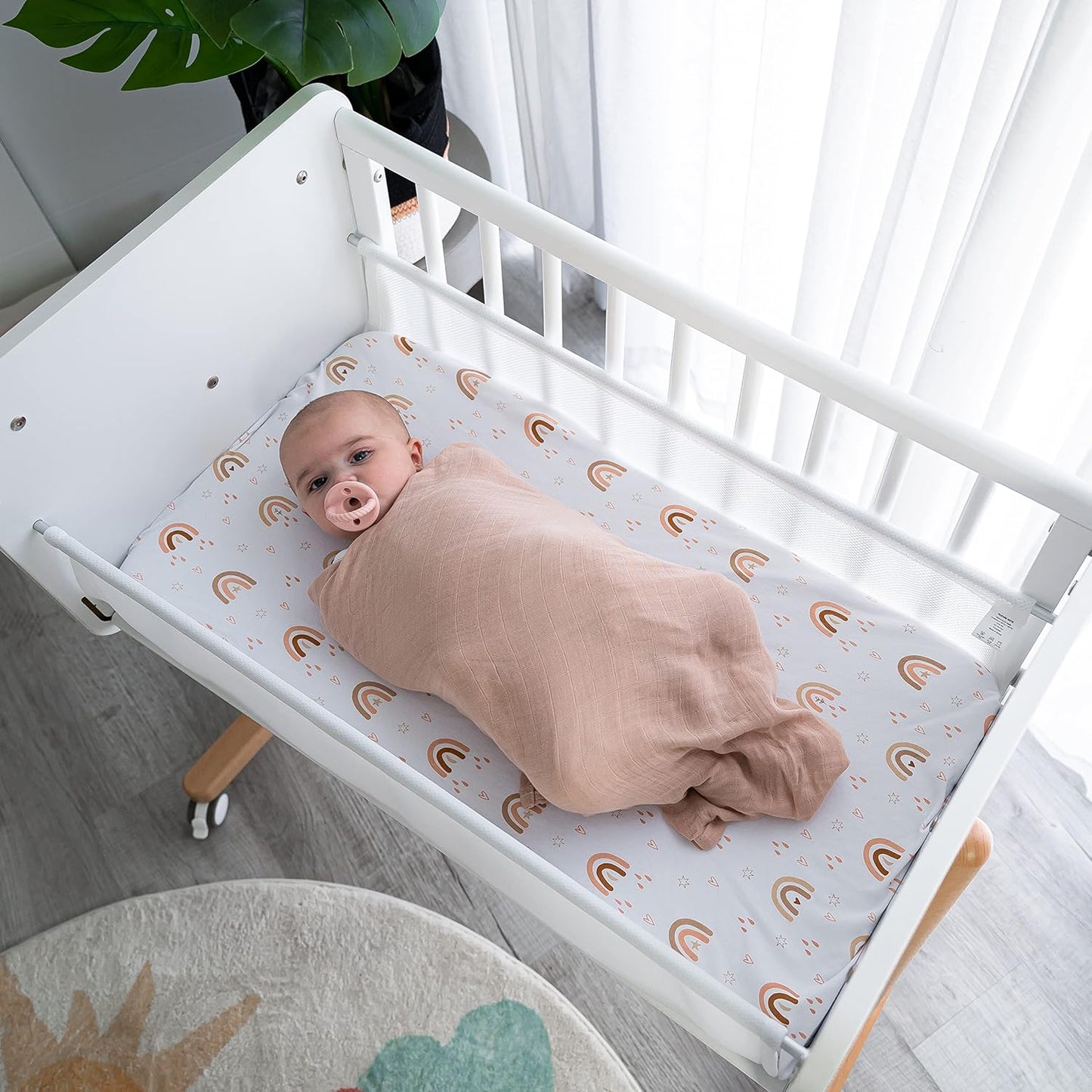 Comfy Cubs Muslin Swaddle Blankets Pack of 2 - 47 x 47 Inch Soft Cotton Baby Blanket Set, Large Multipurpose Wraps for Newborns - Self-Soothing Swaddles for Newborns - Sage & Blush