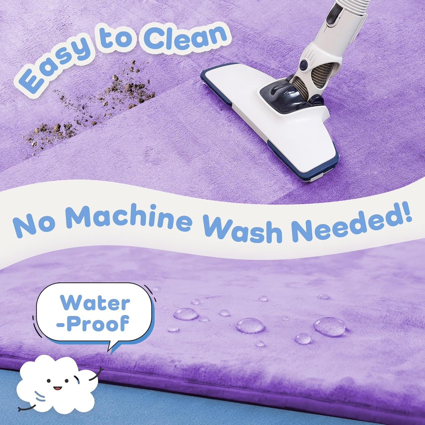 1.3" Thick Baby Floor Play Mat 50x50, Basic Padded Foam Mat for Tummy Time Crawling, Non Slip Cushioned for Babies Toddlers Infants Kids (Violet)