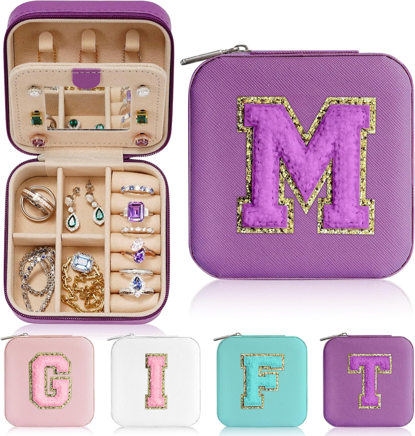 Parima Jewelry Organizer Box | Travel Jewelry Case - Ring, Necklace, Earring Organizer | Small, Purple