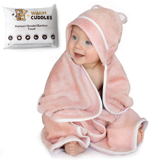 Premium Baby Bath Towel - Rayon Made from Bamboo Hooded Baby Towels - Newborn Baby Towel with Hood - Large Hooded Towel for Newborn Infant Boy Girl (Pink)