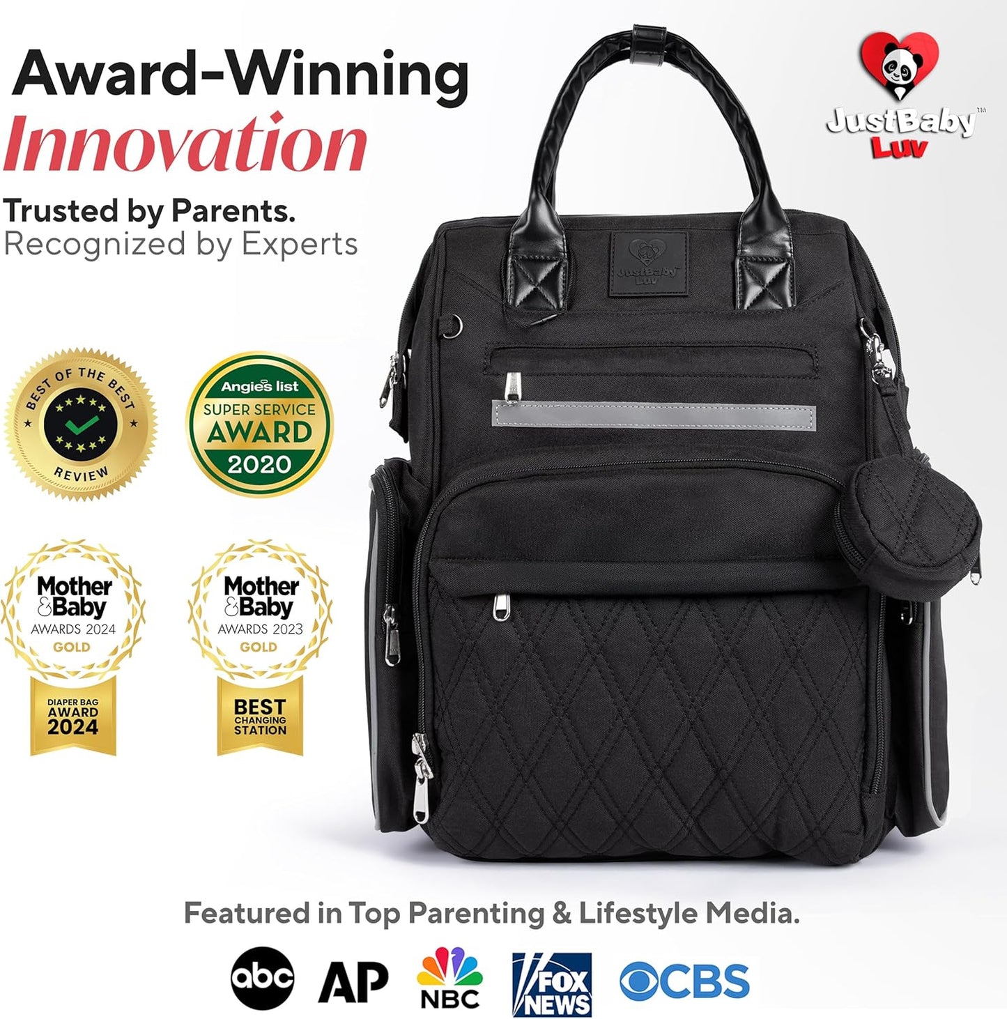 Award-Winning Eco-Friendly Smart Diaper Bag with Changing Station – 2025 Evergreen Winner, Premium All-in-One Backpack, Patent Pending, Heated Bottle Pockets, Trusted by Parents, Seen in Top USA Media