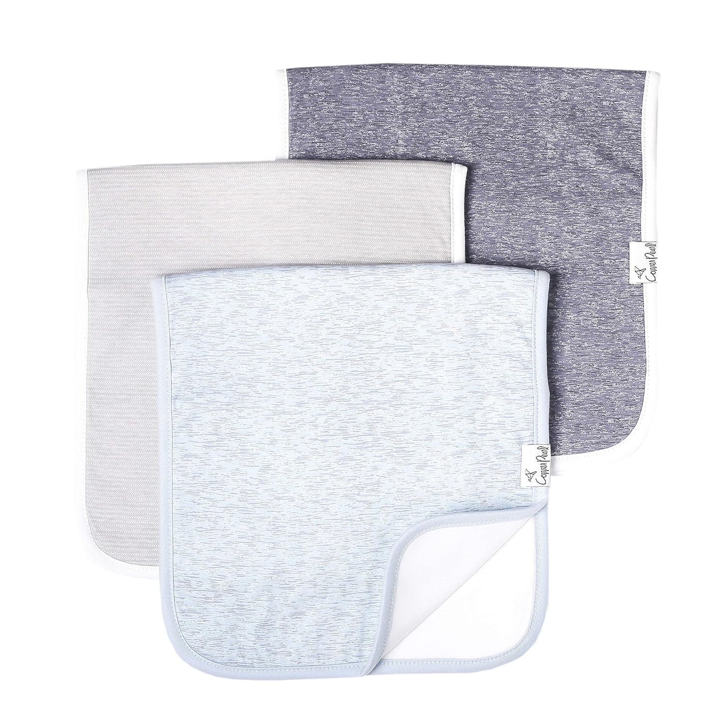 Copper Pearl Premium Baby Burp Cloths - 3-Pack Large Cotton Burp Cloths, Extra Soft Spit Up Rags with 3 Absorbent Layers, Perfect for Baby Boy and Baby Girl Gifts (21" x 10" Size, Lennon Set)
