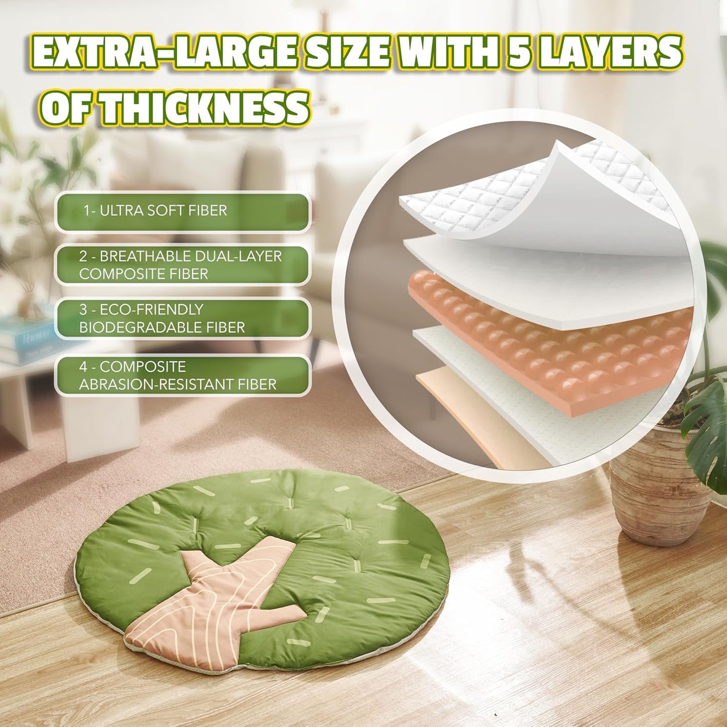 Baby Play Gym Mat - 8-in-1 Activity Playmat with Detachable Toys for Sensory Development - Thick, Oversized, Washable & Non-Slip Baby Floor Mat - Perfect Tummy Time Mat for Infants 0 6 12 Months