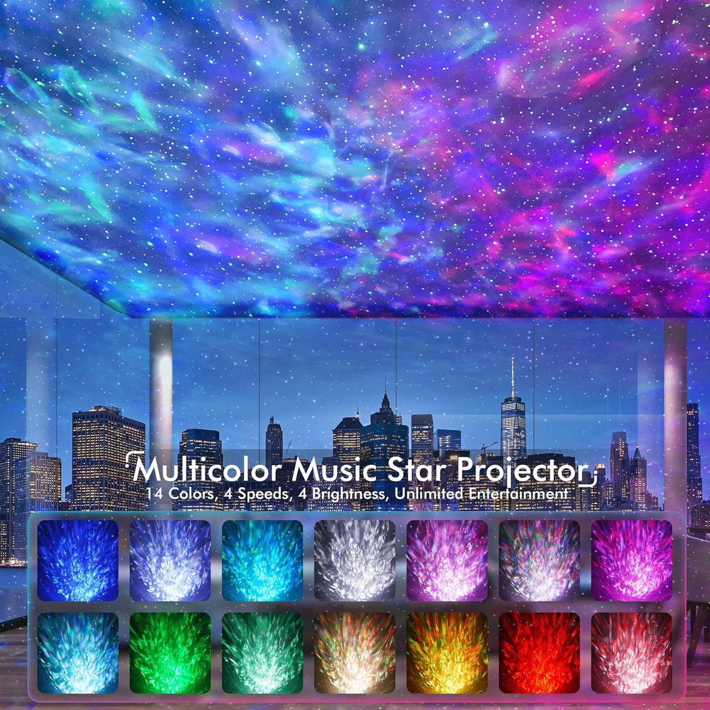 Rossetta Galaxy Projector, Star Projector for Bedroom, Night Lights for Kids Room with White Noise, Bluetooth Speaker, Timer and Remote, Room Decor, Gifts for Girls, Boys, Adults, Christmas, Birthday