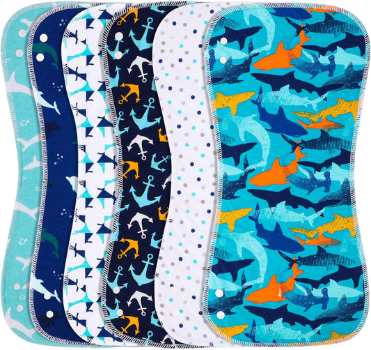 2-in-1 Burp Cloths and Baby Bibs - 6 Pack Large Super Absorbent Soft Cotton Burping Cloths for Spit Up, 3 Layers Thick Baby Burp Rags for Girls & Boys