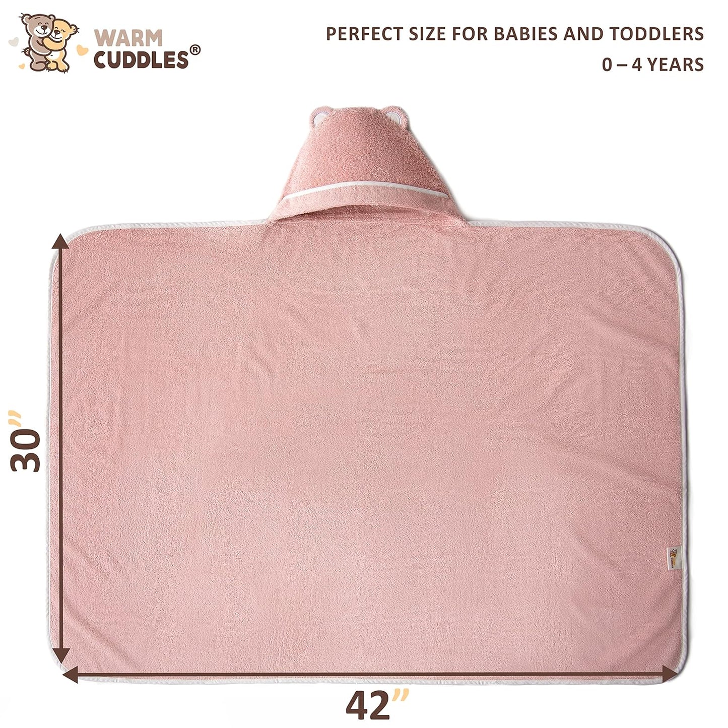 Premium Toddler Towels with Hood - Extra Soft Rayon from Bamboo Toddler Bath Towel (Pink)