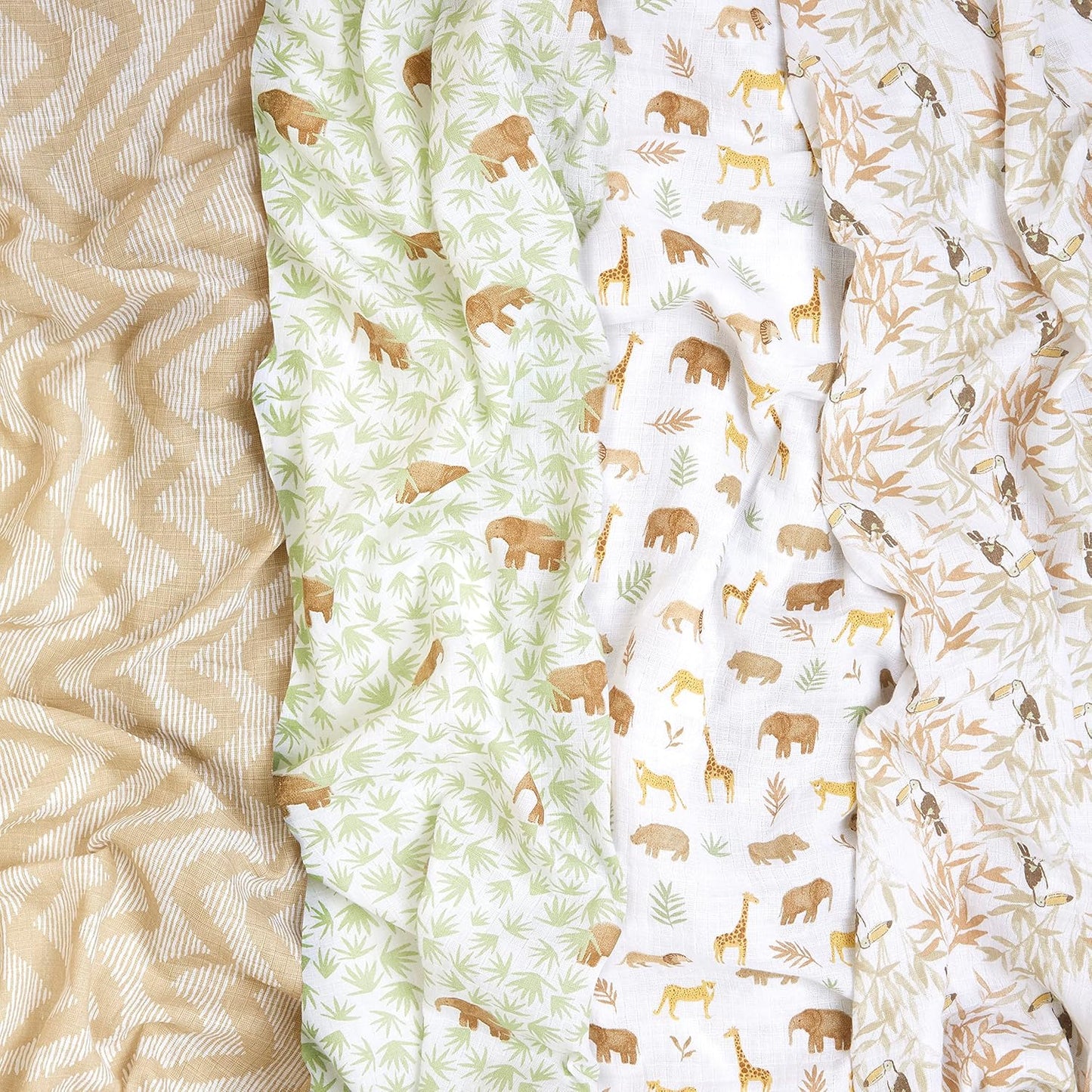 aden + anais Essentials Muslin Swaddle Blankets for Baby Girls and Boys, Newborn Receiving Blanket for Swaddling, 100% Cotton Baby Swaddle Wrap, 4 Pack, Tanzania
