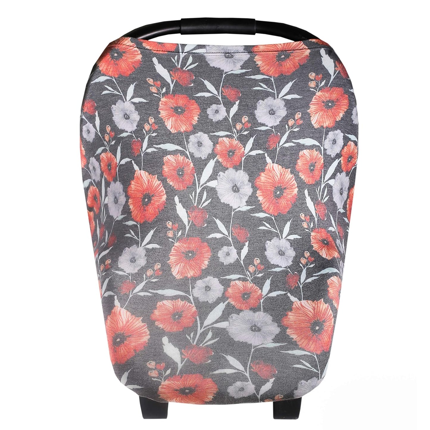 Baby Car Seat Cover Canopy and Nursing Cover Multi-Use Stretchy 5 in 1 Gift Poppy by Copper Pearl